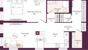 2-к квартира, вторичка, 60м2, 11/19 этаж