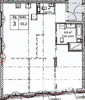 3-к квартира, строящийся дом, 93м2, 2/5 этаж