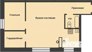 2-к квартира, вторичка, 37м2, 1/3 этаж