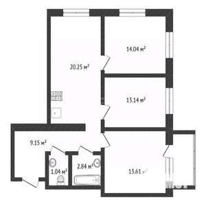 3-к квартира, вторичка, 76м2, 20/22 этаж