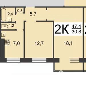 2-к квартира, вторичка, 46м2, 4/9 этаж
