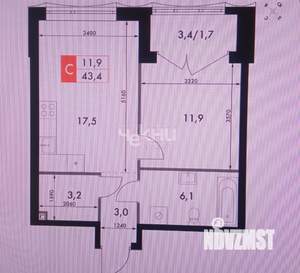 1-к квартира, вторичка, 43м2, 7/20 этаж