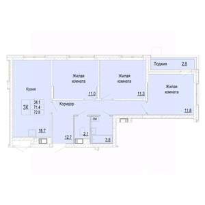 3-к квартира, вторичка, 73м2, 22/25 этаж