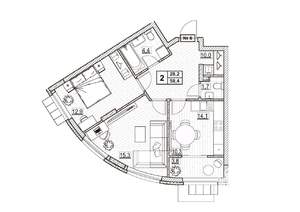 2-к квартира, вторичка, 58м2, 2/24 этаж