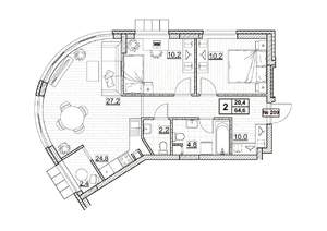2-к квартира, вторичка, 65м2, 2/24 этаж