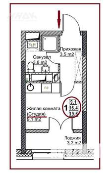 Студия квартира, вторичка, 20м2, 11/24 этаж