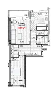 2-к квартира, вторичка, 70м2, 15/19 этаж
