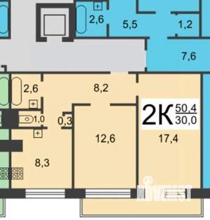 2-к квартира, вторичка, 51м2, 4/10 этаж