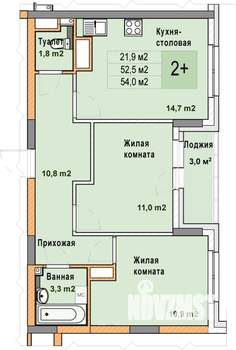 2-к квартира, вторичка, 54м2, 21/25 этаж