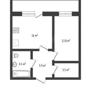 1-к квартира, вторичка, 52м2, 11/24 этаж