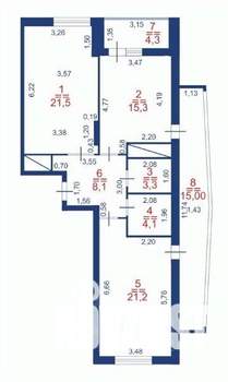 2-к квартира, строящийся дом, 93м2, 22/25 этаж