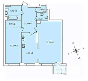 2-к квартира, строящийся дом, 96м2, 14/25 этаж