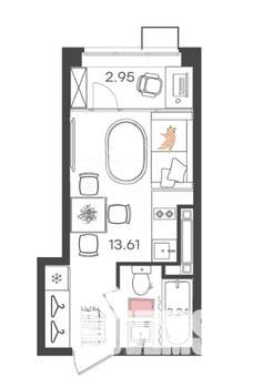 Студия квартира, вторичка, 20м2, 8/20 этаж