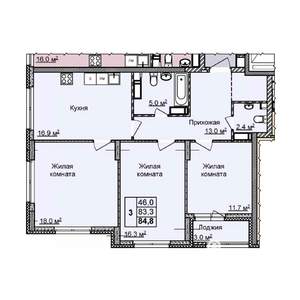 3-к квартира, вторичка, 85м2, 23/25 этаж