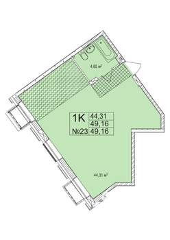 1-к квартира, вторичка, 49м2, 2/7 этаж