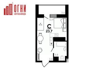 Студия квартира, строящийся дом, 24м2, 15/25 этаж