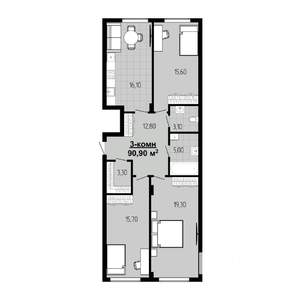 3-к квартира, сданный дом, 91м2, 5/9 этаж