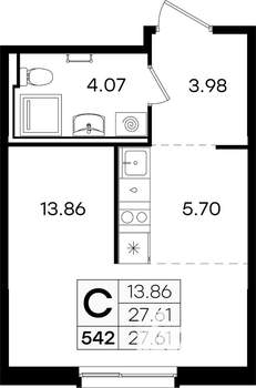 Студия квартира, вторичка, 28м2, 5/9 этаж