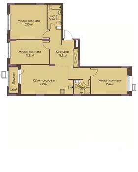 3-к квартира, строящийся дом, 104м2, 7/12 этаж