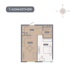 1-к квартира, вторичка, 40м2, 11/18 этаж