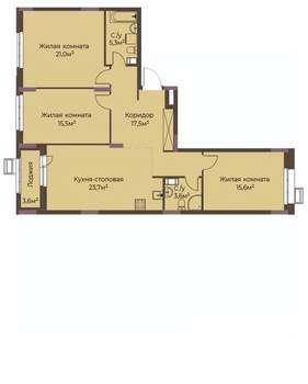 3-к квартира, строящийся дом, 107м2, 3/12 этаж