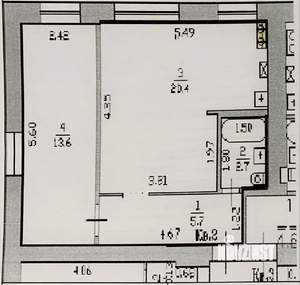 2-к квартира, вторичка, 42м2, 1/5 этаж