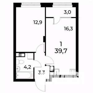 1-к квартира, сданный дом, 40м2, 8/8 этаж