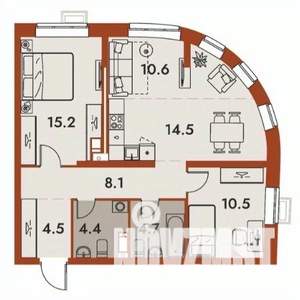 3-к квартира, строящийся дом, 73м2, 4/25 этаж