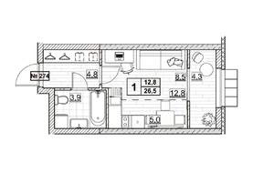 Студия квартира, вторичка, 27м2, 10/24 этаж
