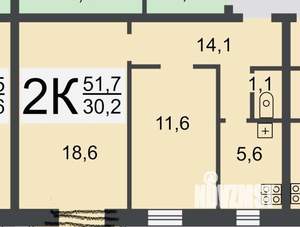 2-к квартира, вторичка, 42м2, 1/4 этаж