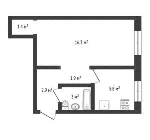 1-к квартира, вторичка, 31м2, 4/5 этаж