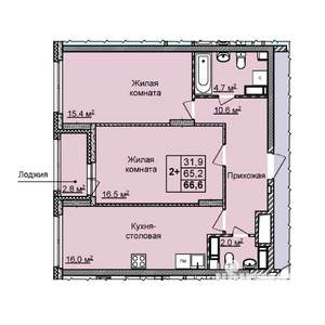 2-к квартира, вторичка, 67м2, 20/25 этаж