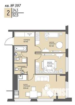 2-к квартира, вторичка, 62м2, 17/20 этаж