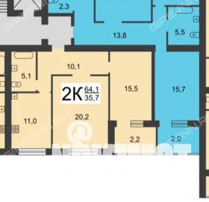 2-к квартира, вторичка, 62м2, 6/10 этаж