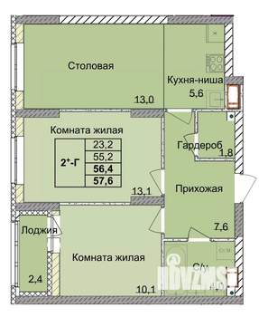2-к квартира, вторичка, 56м2, 13/18 этаж