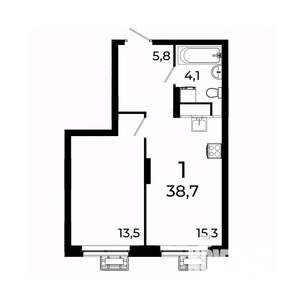 1-к квартира, вторичка, 39м2, 15/19 этаж