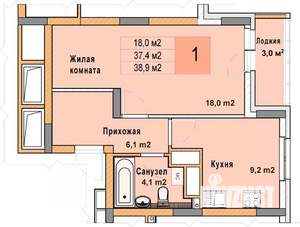 1-к квартира, вторичка, 39м2, 25/25 этаж