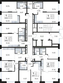 1-к квартира, вторичка, 49м2, 2/13 этаж