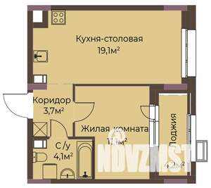 1-к квартира, вторичка, 40м2, 7/12 этаж
