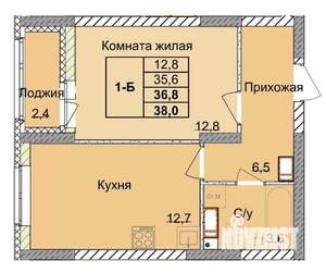 1-к квартира, вторичка, 37м2, 13/18 этаж