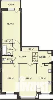 3-к квартира, вторичка, 83м2, 6/6 этаж