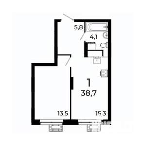 1-к квартира, вторичка, 39м2, 6/19 этаж