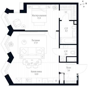 2-к квартира, вторичка, 56м2, 14/20 этаж