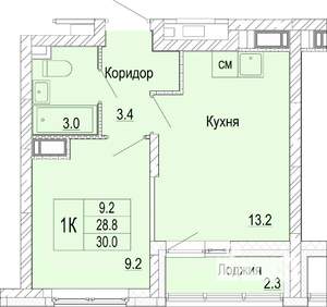 1-к квартира, вторичка, 30м2, 17/25 этаж