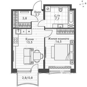 Студия квартира, вторичка, 45м2, 2/16 этаж