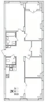 4-к квартира, вторичка, 94м2, 5/19 этаж