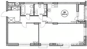 2-к квартира, строящийся дом, 85м2, 6/14 этаж