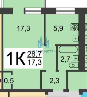 1-к квартира, вторичка, 30м2, 4/5 этаж