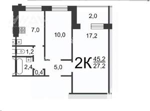2-к квартира, вторичка, 45м2, 3/9 этаж