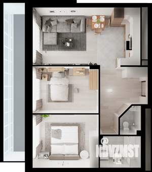 2-к квартира, вторичка, 66м2, 3/19 этаж